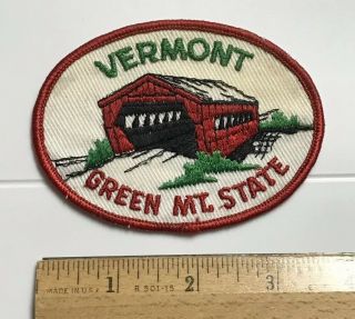 Vermont Green Mt.  State Mountain Red Covered Bridge Embroidered Souvenir Patch