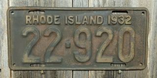 1932 Rhode Island " Passenger " License Plate