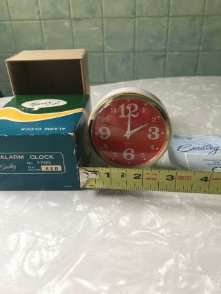 Vintage Bradley Wind - Up Travel Alarm Clock Made In Japan &