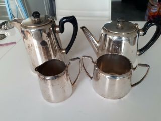 Vintage Silver Plated Epns 4 Piece Coffee/tea Set,  Milk Jug,  Sugar Bowl