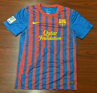 Nike Dri Fit Authentic Fc Barcelona Fcb Soccer Jersey Size S Blue & Red Striped