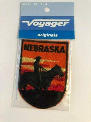 Vintage - Voyager Brand Nebraska Cowboy On Horse Patch