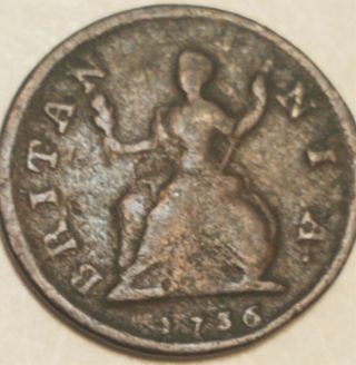 Vintage Georgivs Ii Rex 1736 Britan Nia Coin