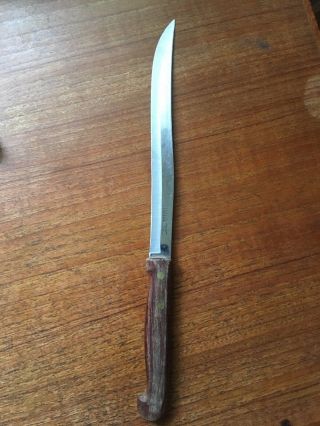 Vintage Ekco Eterna Stainless Steel 12 3/4 " Slicing Knife With Wood Handle