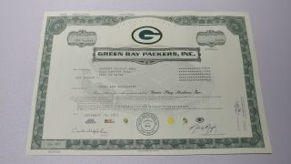 2011 Green Bay Packers Inc.  1 Share Of Common Stock Certificate