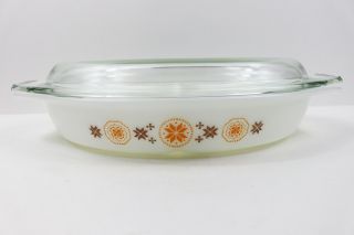 Vintage Pyrex Divided Oval Casserole With Lid Ovenware Baking Dish 11/2qt Usa