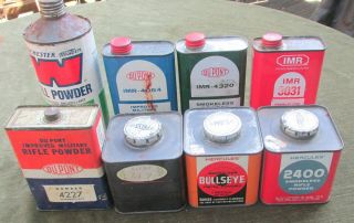 Vintage Powder Cans (empty) Nine Cans Three Snap Caps One Imrp Dupont
