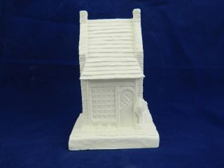 Vtg Ceramic Bisque Bunny Village Christmas Village House 1 Ready To Paint