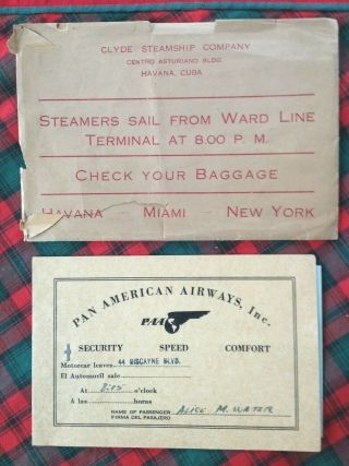 1929 Pan American Airways Passenger Card Habana Cuba Havana Nc - 9700 Route Miami