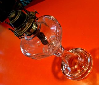 Kerosene Table Lamp Base - Clear Glass Vintage Antique - Oil
