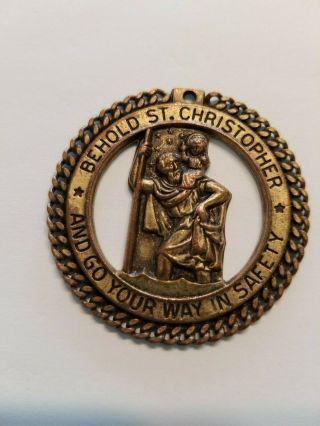 Vintage Large 1 5/8 " St Christopher Pendant Medal For Key Chain