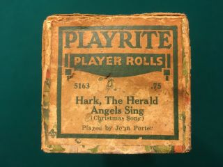 Vintage Playrite Christmas Music Piano Roll Of " Hark,  The Herald Angels Sing "