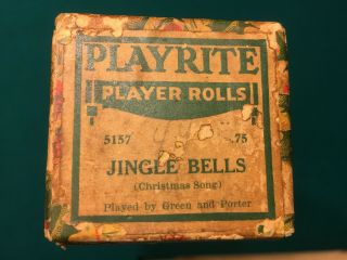Vintage Playrite Christmas Music Piano Roll Of " Jingle Bells "