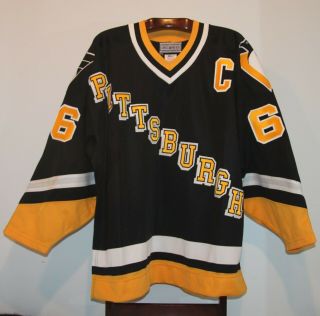 Ccm Authentic Mario Lemieux 1993 Pittsburgh Penguins Road Black Jersey Size 52