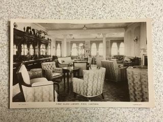 Cunard Steamship Line Lusitania First Class Library Rppc