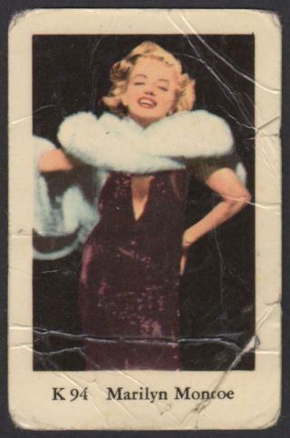 Marilyn Monroe - 1960 Vintage Swedish K Set Movie Star Gum Card K 94