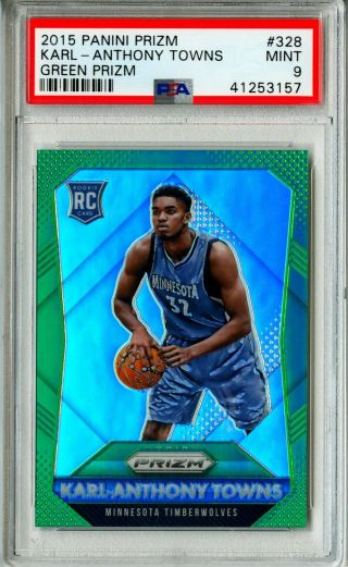 2015 - 16 Karl Anthony Towns Panini Prizm Green Rc Psa 9 Refractor 328 Regrade 10?