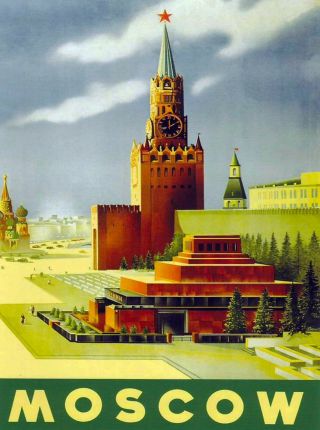 Moscow Russia Russian Vintage Travel Advertisement Art Poster Print