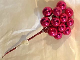 Nos 12 Vintage Blown Hot Pink Mercury Glass Floral Christmas Picks Crafts Japan