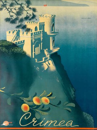 Crimea Ukraine Castle Russia Vintage Russian Travel Advertisement Art Poster