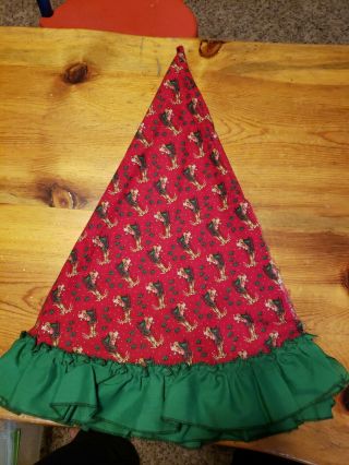 Vintage Homemade Christmas Tree Skirt Santa Reindeer Sleigh