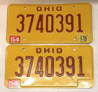 2013 Ohio Ovi Dui License Party Plates 374391 Pair