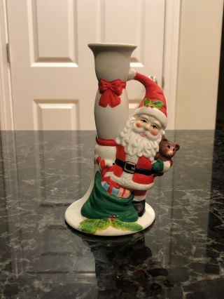 Vintage Giftco Christmas Santa Candle Holder Candlestick