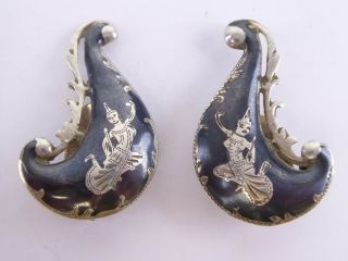 Vintage 925 Sterling Silver Siam Silver Lady Earrings 7.  9g E4