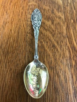 Howard Sterling Silver Souvenir Spoon 1891 Denver Co,  Indian Handle