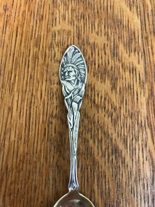 Howard Sterling Silver Souvenir Spoon 1891 Denver Co,  Indian Handle 2