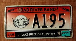 Wisconsin Bad River Band Lake Superior Chippewa Indian Tribe License Plate A195