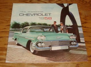 1958 Chevrolet Full Line Deluxe Sales Brochure 58 Chevy Bel Air Impala