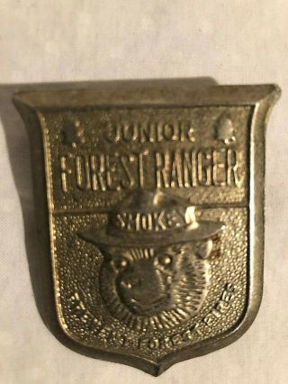 Tin Toy Smokey The Bear Junior Forest Ranger Badge Vintage 1950 