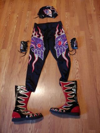 Ring Worn Signed Mil Muertas Pro Wrestling Boots Tights Mask Lucha.