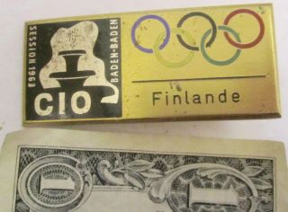 Old Olympic Participation Badge Ioc Congress Baden Baden 1963 Finland Noc