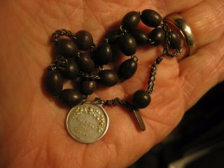 Vintag 7 - 1/2  Saint Ann Pray For Us " Medal W/ France Tag Beaded Rosary Bracelet