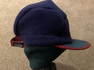 Vintage Patagonia Fleece Hat Made In Usa Navy Blue Green Size Large