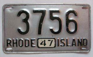 1947 Rhode Island Car License Plate