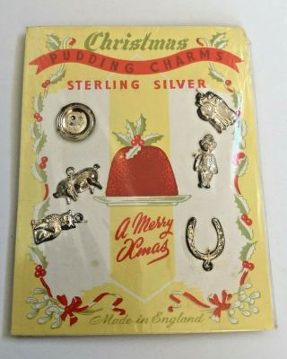 Sterling Silver Christmas Pudding Charms 1960 