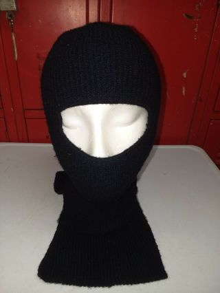 Vintage Black Knit Ski Face Mask Winter Hat Single One Hole Snowmobile Robber