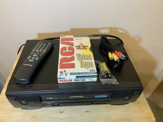 Samsung VR5559 VCR 4 Head VHS Player,  A/V Cords,  Remote - 00003A,  VHS Tape, 2