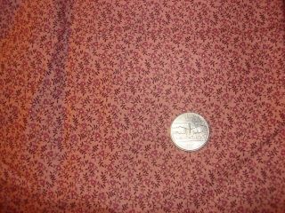 Vintage Cotton Fabric Purple/brown Floral On Dusty Rose 1/2 Yd/44 " Wide