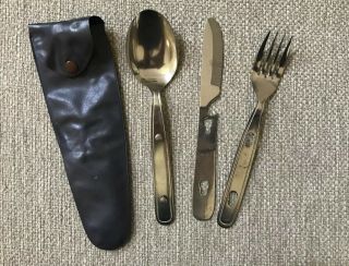 Vintage Stainless Camping Utensil Set Fork,  Knife,  Spoon Made In Japan