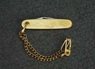 Vtg Imperial Usa 12k Gold Filled Mini Pocket Knife W/12k Gf Chain