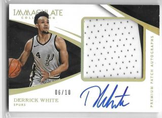 Derrick White Rc 2017 - 18 Panini Immaculate Rookie Premium Patch Auto Gold 6/10