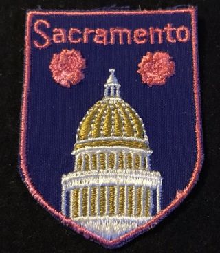 Sacramento Vintage Nos Rose State Patch California Capitol Travel Souvenir