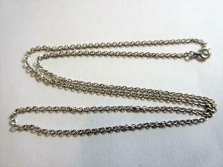 Vintage Sterling Silver 20 " Long Belcher Link Necklace,  Chain - 4.  4g