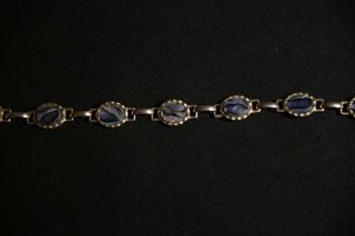 Vintage Paua Abalone Shell Oval Link Bracelet,  20cm