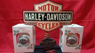 Harley Davidson Christmas Tree Topper Trade Mark 2007 Large & Two Hd Ornaments.