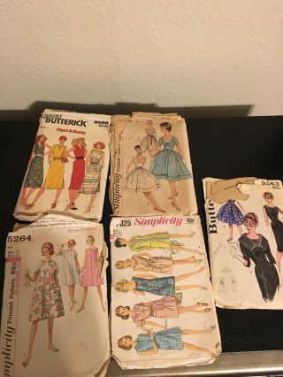 5 Vintage Sewing Patterns,  Simplicity And Butterick